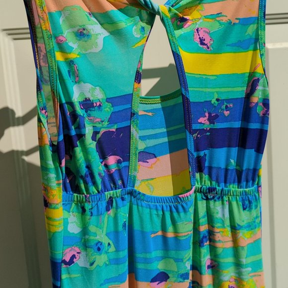 Pretty Young Thing Maxi Summer Dress Blue Sunset Floral Size S - EUC! - Picture 5 of 13